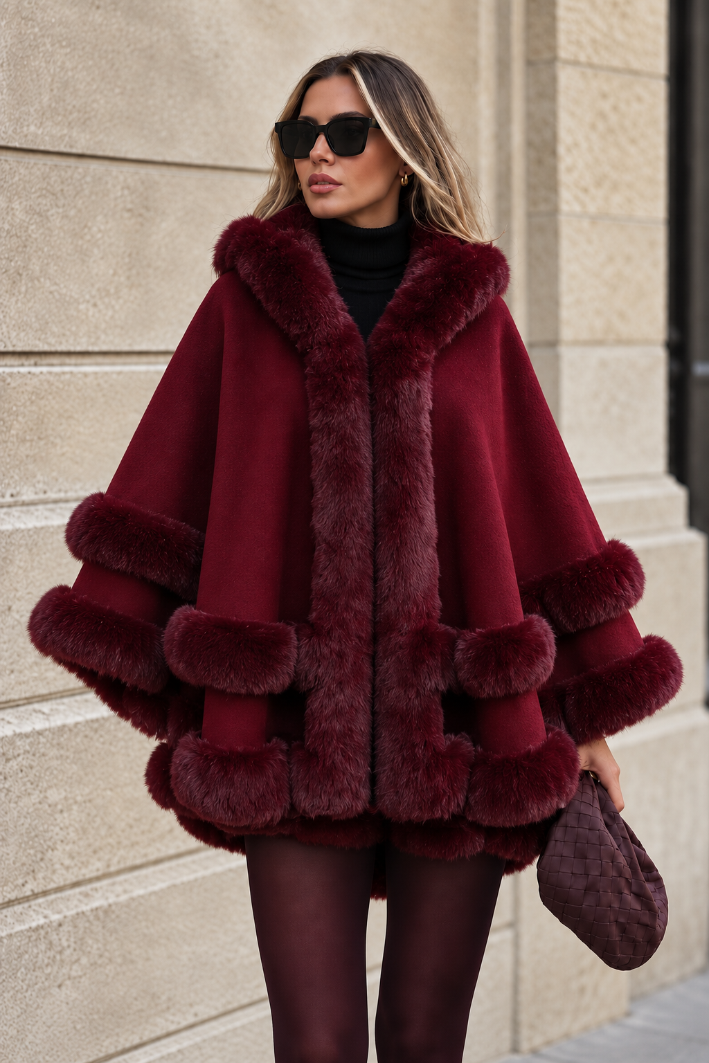 Reina Fur-Trim Cape