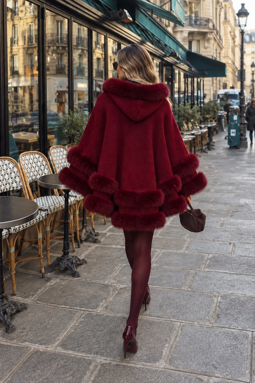 Reina Fur-Trim Cape